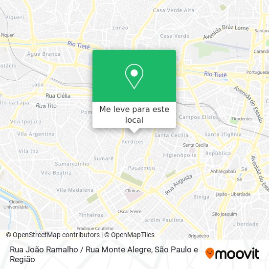 Rua João Ramalho / Rua Monte Alegre mapa