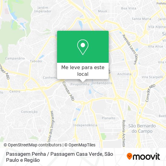 Passagem Penha / Passagem Casa Verde mapa