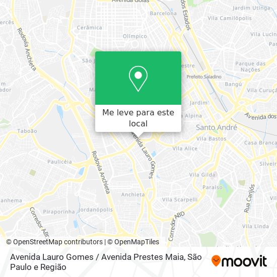 Avenida Lauro Gomes / Avenida Prestes Maia mapa