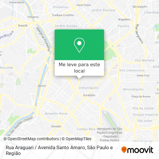 Rua Araguari / Avenida Santo Amaro mapa