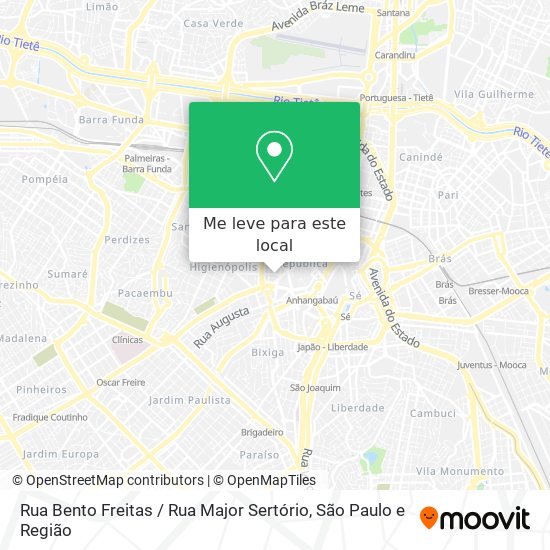 Rua Bento Freitas / Rua Major Sertório mapa