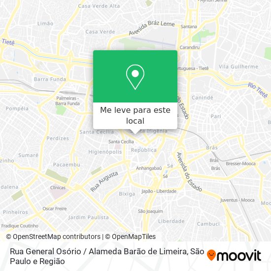 Rua General Osório / Alameda Barão de Limeira mapa