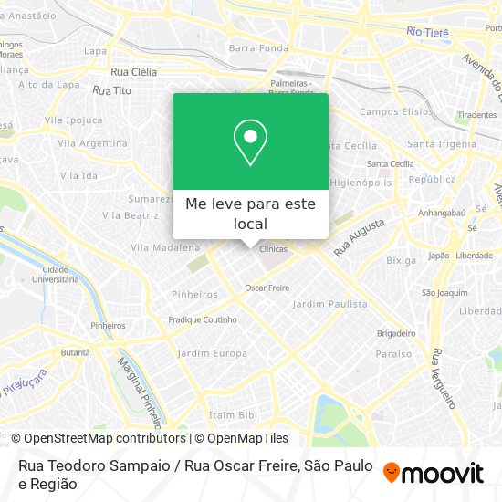 Rua Teodoro Sampaio / Rua Oscar Freire mapa