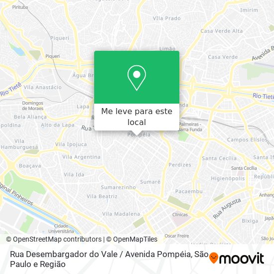 Rua Desembargador do Vale / Avenida Pompéia mapa