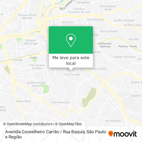 Avenida Conselheiro Carrão / Rua Baquiá mapa