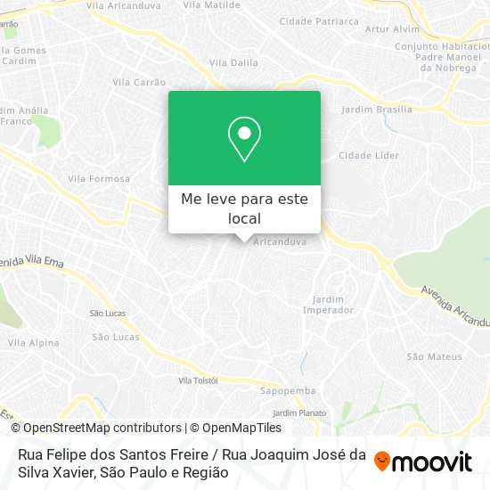 Rua Felipe dos Santos Freire / Rua Joaquim José da Silva Xavier mapa