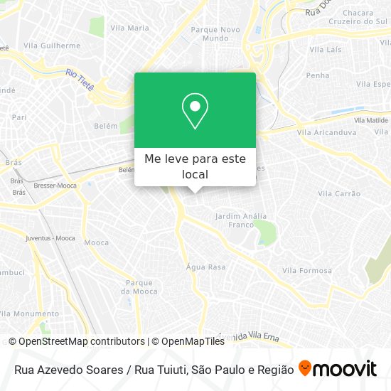 Rua Azevedo Soares / Rua Tuiuti mapa