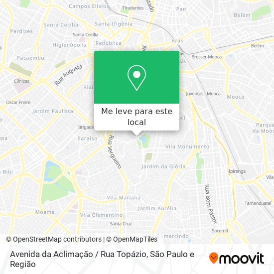 Avenida da Aclimação / Rua Topázio mapa