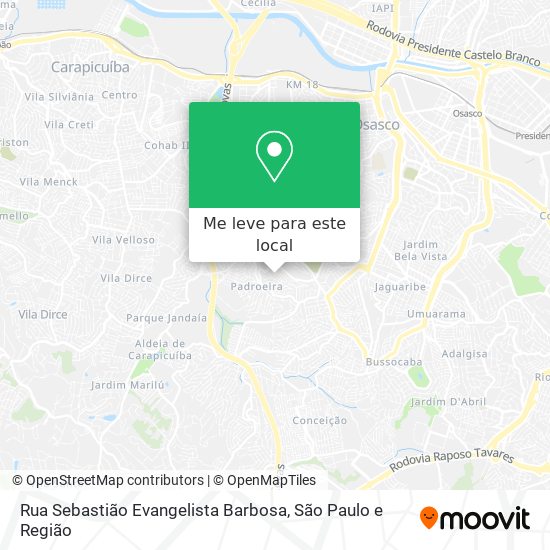 Rua Sebastião Evangelista Barbosa mapa