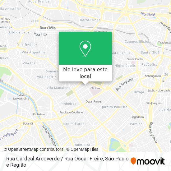 Rua Cardeal Arcoverde / Rua Oscar Freire mapa