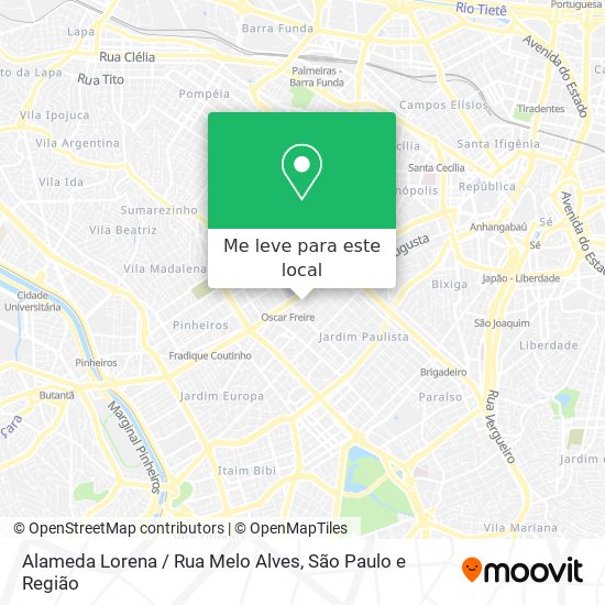 Alameda Lorena / Rua Melo Alves mapa