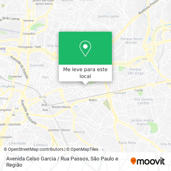 Avenida Celso Garcia / Rua Passos mapa