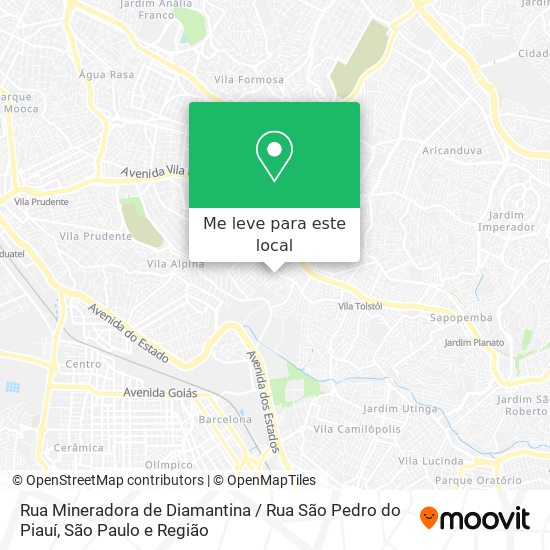 Rua Mineradora de Diamantina / Rua São Pedro do Piauí mapa