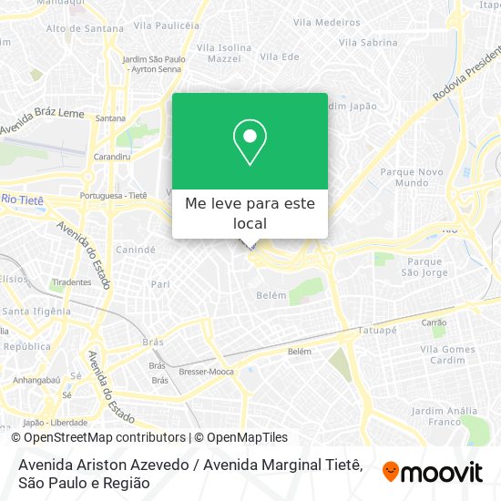 Avenida Ariston Azevedo / Avenida Marginal Tietê mapa