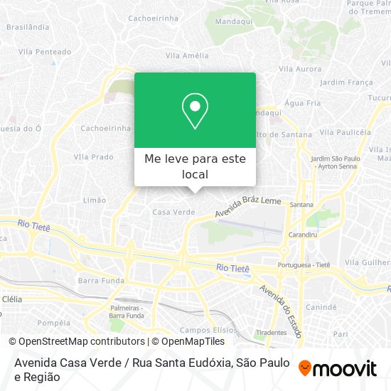 Avenida Casa Verde / Rua Santa Eudóxia mapa