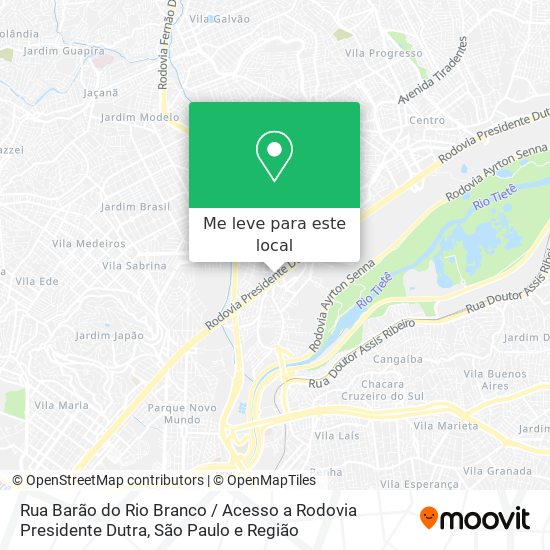 Rua Barão do Rio Branco / Acesso a Rodovia Presidente Dutra mapa