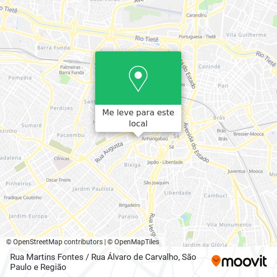 Rua Martins Fontes / Rua Álvaro de Carvalho mapa