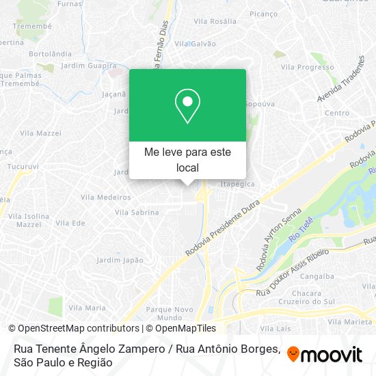 Rua Tenente Ângelo Zampero / Rua Antônio Borges mapa