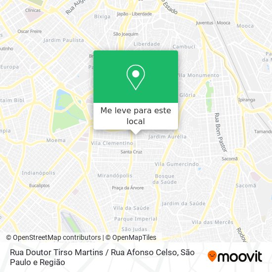 Rua Doutor Tirso Martins / Rua Afonso Celso mapa