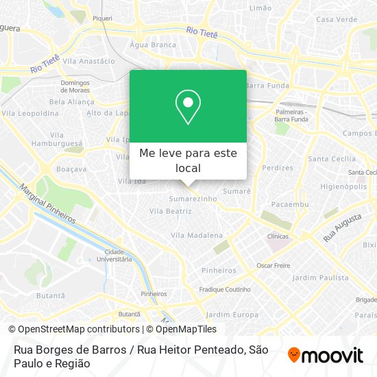 Rua Borges de Barros / Rua Heitor Penteado mapa