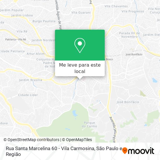 Rua Santa Marcelina 60 - Vila Carmosina mapa