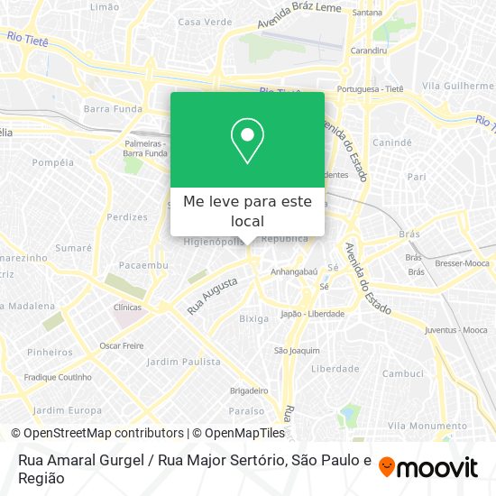 Rua Amaral Gurgel / Rua Major Sertório mapa