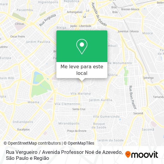 Rua Vergueiro / Avenida Professor Noé de Azevedo mapa