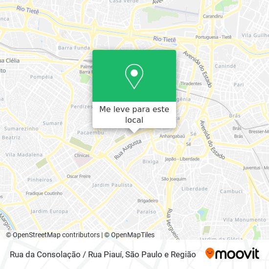 Rua da Consolação / Rua Piauí mapa