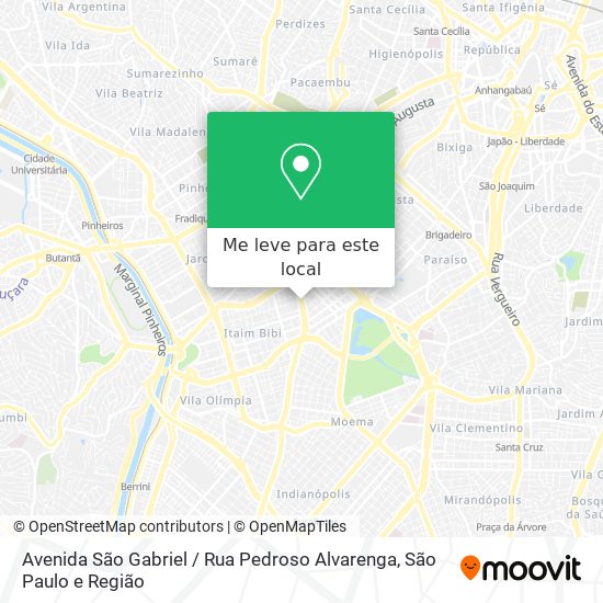 Avenida São Gabriel / Rua Pedroso Alvarenga mapa