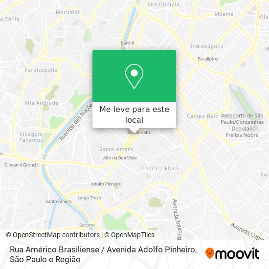 Rua Américo Brasiliense / Avenida Adolfo Pinheiro mapa