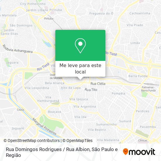 Rua Domingos Rodrigues / Rua Albion mapa