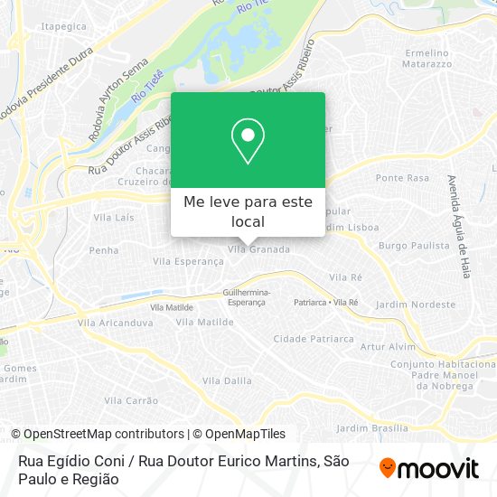 Rua Egídio Coni / Rua Doutor Eurico Martins mapa