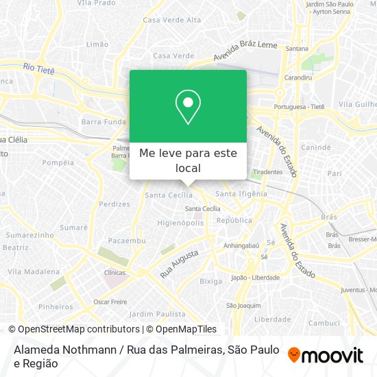 Alameda Nothmann / Rua das Palmeiras mapa