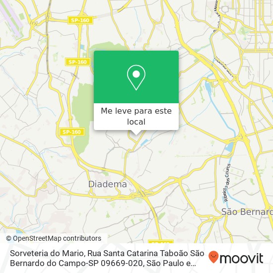 Sorveteria do Mario, Rua Santa Catarina Taboão São Bernardo do Campo-SP 09669-020 mapa