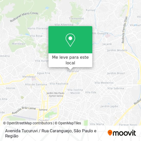 Avenida Tucuruvi / Rua Caranguejo mapa