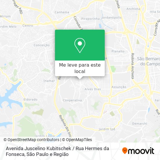 Avenida Juscelino Kubitschek / Rua Hermes da Fonseca mapa