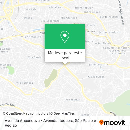 Avenida Aricanduva / Avenida Itaquera mapa