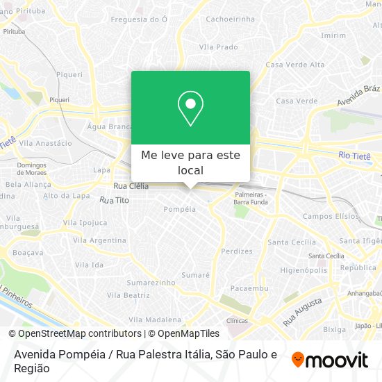 Avenida Pompéia / Rua Palestra Itália mapa