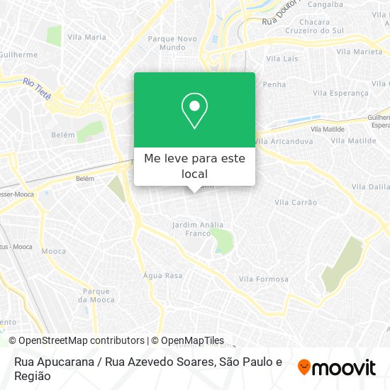 Rua Apucarana / Rua Azevedo Soares mapa