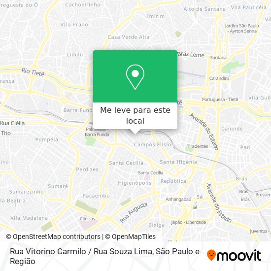 Rua Vitorino Carmilo / Rua Souza Lima mapa