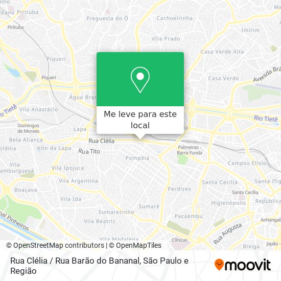 Rua Clélia / Rua Barão do Bananal mapa