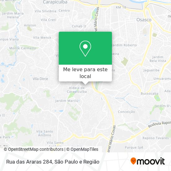 Rua das Araras 284 mapa