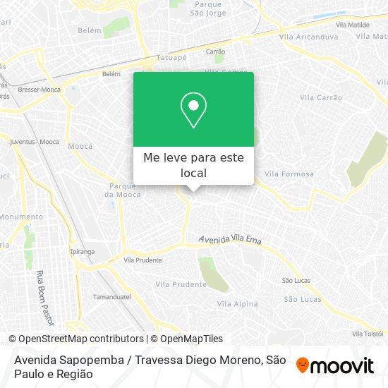 Avenida Sapopemba / Travessa Diego Moreno mapa