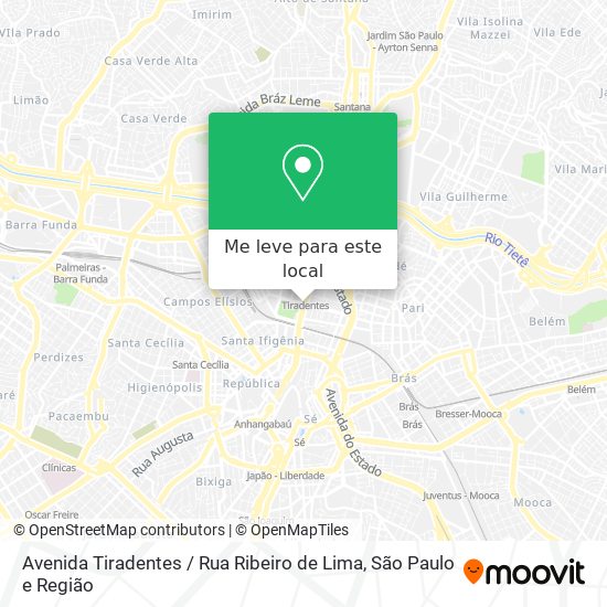 Avenida Tiradentes / Rua Ribeiro de Lima mapa