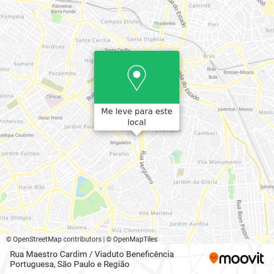 Rua Maestro Cardim / Viaduto Beneficência Portuguesa mapa