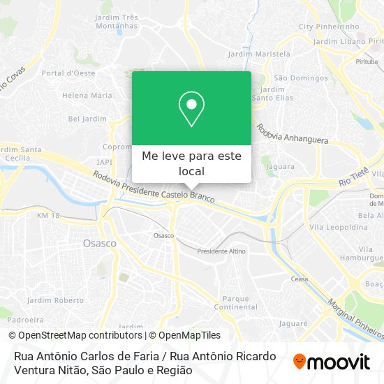 Rua Antônio Carlos de Faria / Rua Antônio Ricardo Ventura Nitão mapa