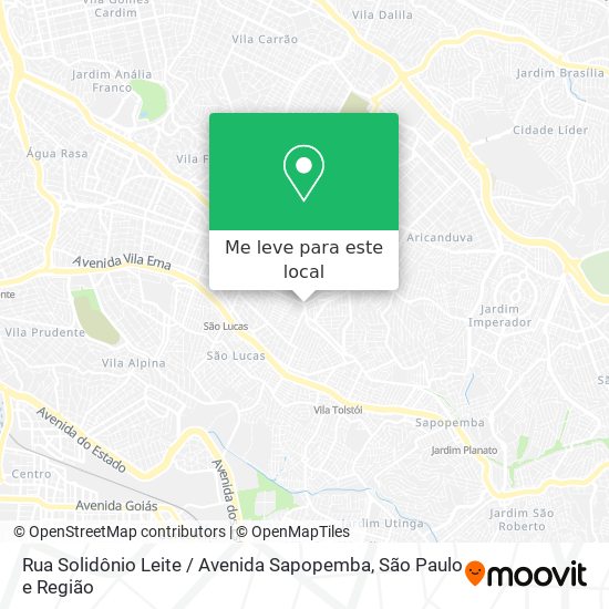 Rua Solidônio Leite / Avenida Sapopemba mapa