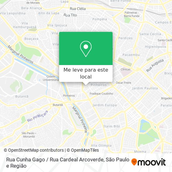 Rua Cunha Gago / Rua Cardeal Arcoverde mapa