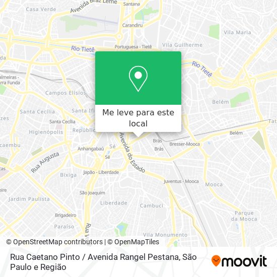 Rua Caetano Pinto / Avenida Rangel Pestana mapa