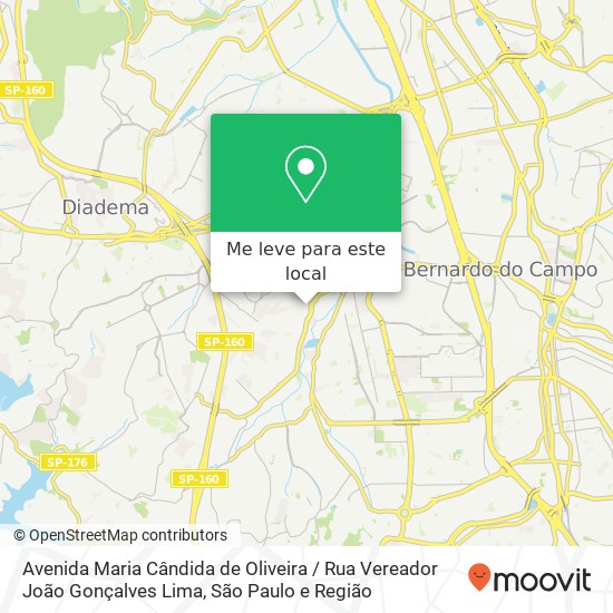 Avenida Maria Cândida de Oliveira / Rua Vereador João Gonçalves Lima mapa